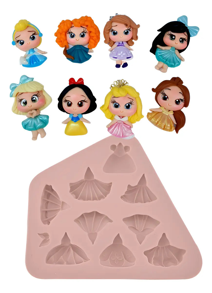 Molde de Silicone para Biscuit Vestidos Princesas