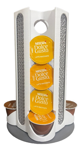 Porta Capsulas Giratorio Rotativo Apto Dolce Gusto X20 Deco Blanco Y Gris