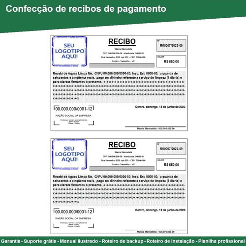 Planilha Para Impressão De Recibos Diversos