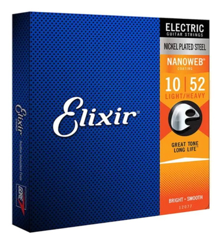 Encordoamento Elixir Guitarra 010 Nanoweb Light-heavy 12077