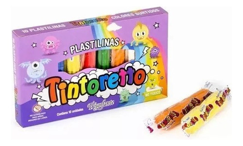 Plastilina Tintoretto Escolar X 10 Barritas Colores Surtidos