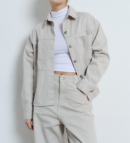 Camisa Mujer Maitry Jeans Boxy Ceni Oversize Gabardina Rígid