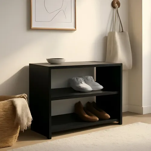 Sapateira Ibérica Preta Madeira MDP das Prateleiras 50x40x25cm