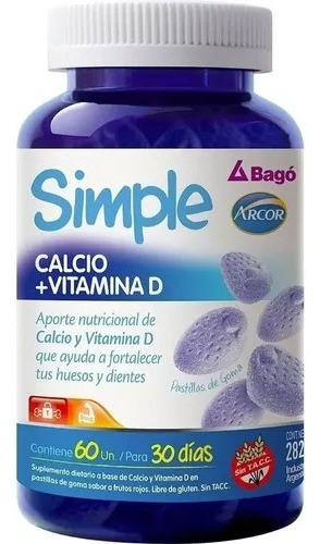 Suplemento Simple Vitacal  Calcio + Vitamina D X  60 Un