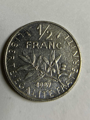Moneda De Francia De Medio Franco De 1977 Envio Gratis