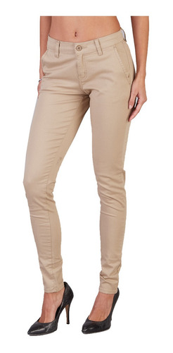 Oggi Jeans - Mujer Pantalon Chinos Skinny Gabardina Khaki