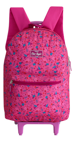 Mochila Juvenil Escolar De Rodinhas Clio Style Mf2016 Cactos