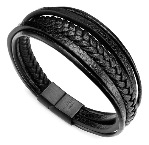 Murtoo Pulsera De Cuero Para Hombre Con Cierre De Piel De