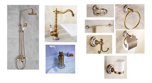 Set Ba o Bronce Vintage De Ducha Griferia bidet Accesorios