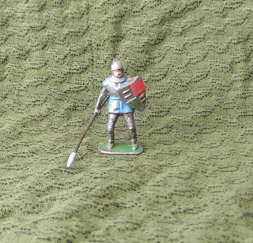 Soldado Plomo Hueco Timpo 1950 Soldado Medieval Lanza 54mm Azul (Usado)
