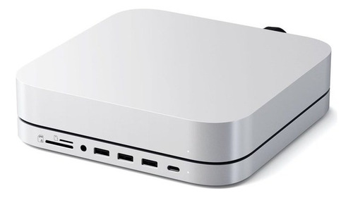Hub Stand Satechi ST-MMSHS 8 en 1 para Mac Mini conector USB-C a Jack 3.5mm Color plateado