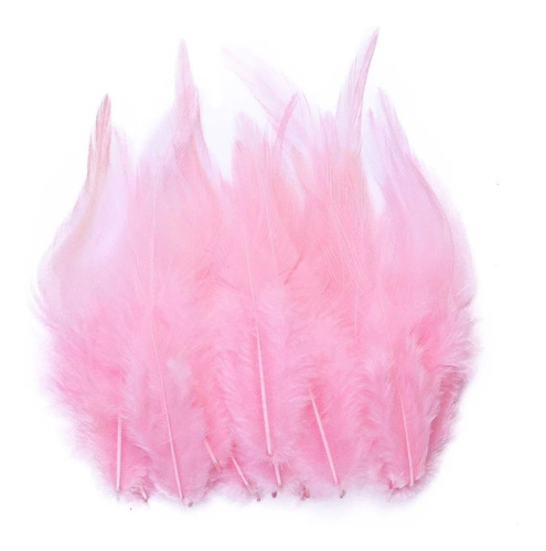 Plumas Decorativas Artificiales Color Rosado Paquete X 20