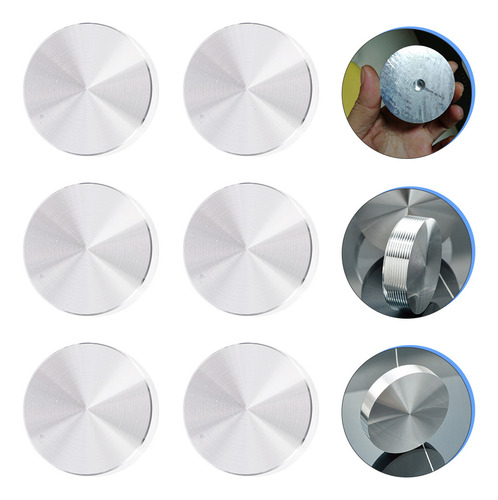 Mesa Auxiliar Redonda De Aluminio Macizo Con Tapa De Cristal