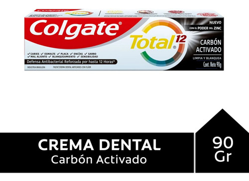 Colgate Crema Dental Total 12 Carbón Activado 90g