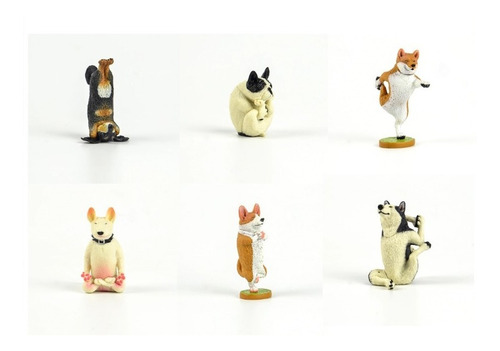 Pack 6 Figuras Perros Coleccionables Decorativo Variedades 