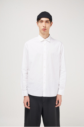 Camisa Bowen Hombre Básica Algodón Lisa Blanca