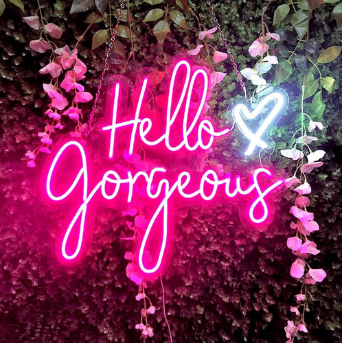 Señal De Neón Grande, 22.0 in Hello Gorgeous Led Neon S Qbb1