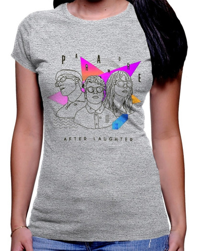 Camiseta Premium Damaestampada Paramore After Laughter Color