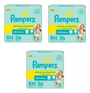 3 Packs Pampers Deluxe Protection Rn 4kilos