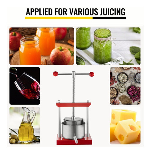 Vevor Prensa Manual Vino Fruta 3l Extractor Exprimidor Jugo