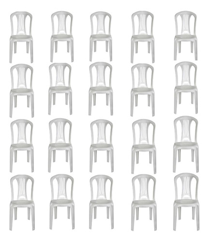 Kit 20 Cadeiras Plásticas S/ Braço Super Resistente 88cm Alt