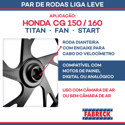 Roda Liga Leve Titan 150 160 - Pé De Galinha - Freio À Disco