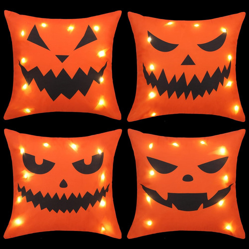 Preboun 4 Fundas De Almohada De Halloween Con Luz Led, Funda