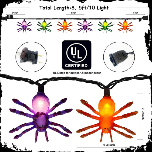 Luces De Cuerda De Linterna De Halloween Romasaty, Enchufe