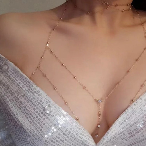 Body Chain, Corrente De Corpo, Sexy, Luxo, Verão Regata Cor Prateada