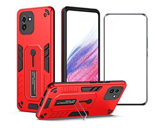 Funda Para Samsung Galaxy A03 Eu, Soporte Metálico Con Pelíc