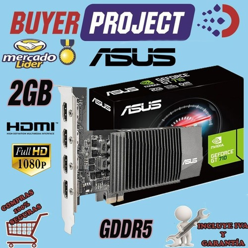 Imagen 2 de 4 de Tarjeta De Video Asus Gt710 Nvidia 2gb 4xhdmi Ddr5 Pci-e X16