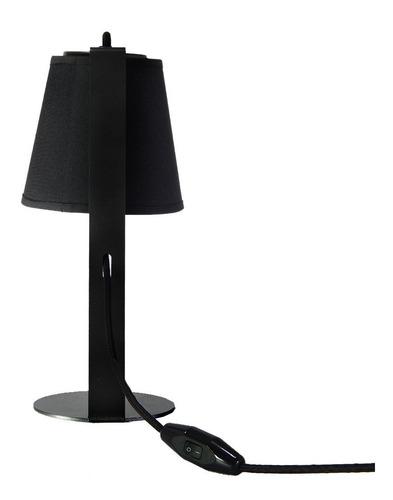 Imagen 5 de 10 de Lampara Velador Mesa Metal Moderno Negro Pantalla Apto Led
