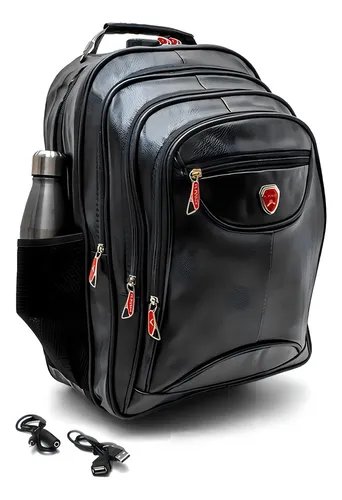 Mochila Bolsa Couro Masculina Notebook Impermeável Reforçada Cor Preto Menor preço em Mochila Bolsa Couro Masculina Notebook Impermeável Reforçada Cor Preto