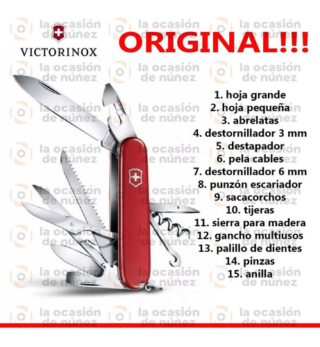 Cortaplumas Victorinox Huntsman Rojo Suiza 15 Usos Navajas