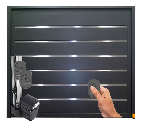 Porton Automatico Levadizo De Chapa 20 Grande 2.70 X 2.35 Con Apliques Color Gris Oscuro