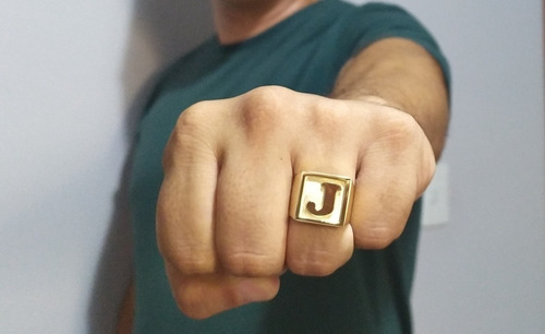 Promoção! Anel Masculino Com Letra 12gr Ouro 18k