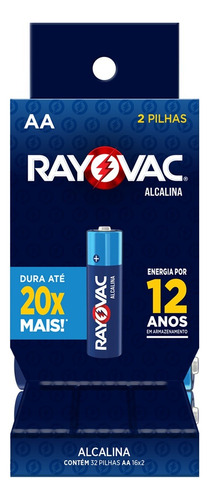 Pilha Alcalina Aa Rayovac Bateria 2a Pequena Tubo Com 32 Un