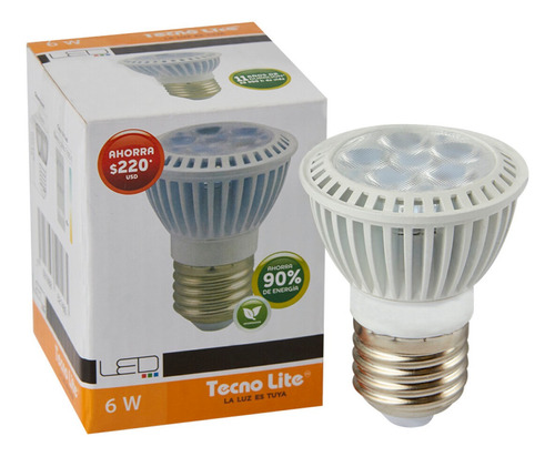 Bombilla Led Luz Blanco Calido Aluminio 6w E27 Tecnolite