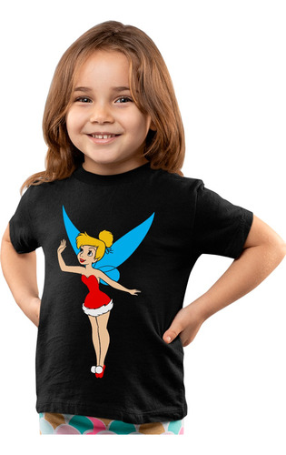 Playera Infantil Obscura De Tinker Bell Hada Navideña 