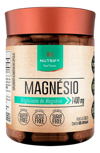 Bisglicinato De Magnesio Nutrify 60 Cápsulas Sin Sabor