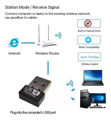 Tarjeta Receptor De Red 2,4 Gh Wifi Usb Xtrike Me Wl 001 Pc®