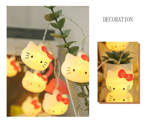 Hello Kitty, Serie De 10 Luces, Decoración Navideña 