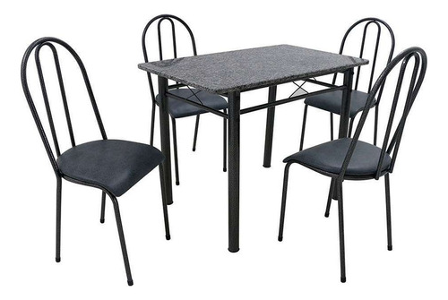 Conjunto De Mesa Com 4 Cadeiras Genebra Couro Sintético P... Cor Preto