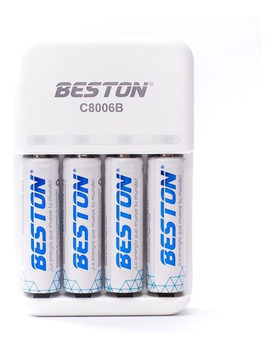 Cargador Beston + 4 Pilas Aa Recargables 1.2v 1500mah