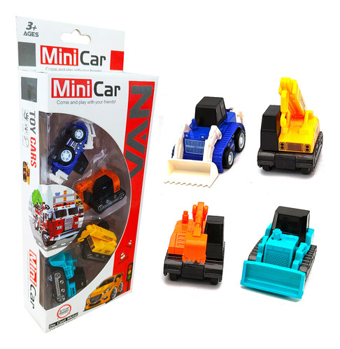 Carros De Cuerda Mini Juguete Set X4 Construcción Grua Niño 