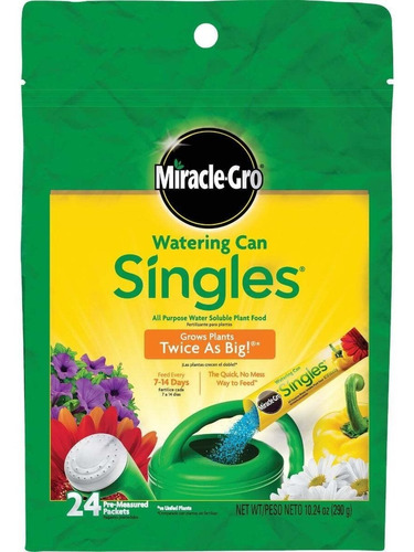 Miracle-gro Singles Fertilizante 24 Paq Rinden Hasta 180 Lts