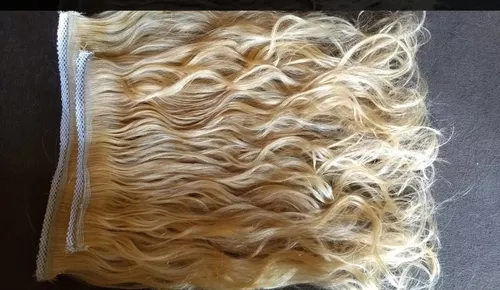 Cabelo Humano Loiro Ondulado Tecido 110g 53cm Lindo