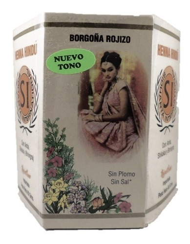 Henna Hindú Tinte Natural Borgoña Rojizo 80gr