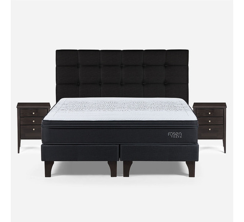Cama Europea Tempo Súper King + Muebles Issey Grafito