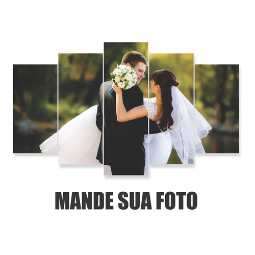 Imagem 2 de 4 de Quadro Personalizado Envie Sua Foto Mosaico 5 Peças Grande